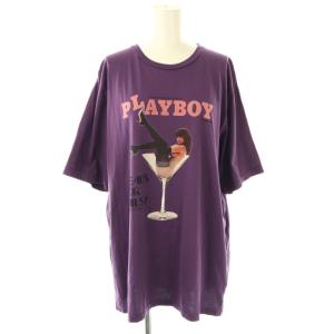 PLAYBOY プリントTシャツ カットソー 半袖 XL 紫 パープル /AT OS