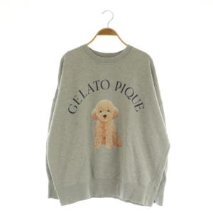 24SS DOG柄ワンポイント裏毛プルオーバー スウェット 長袖 オーバーサイズ ONE グレー /MY