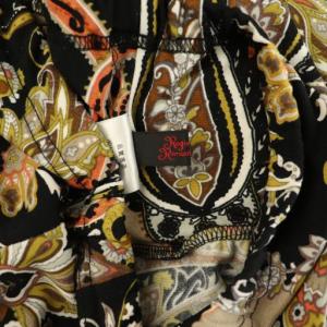 ReginaRomantico 総柄 ワイドパンツ イージー ストレッチ ハイウエスト フレア 40 ブラック /MY OS