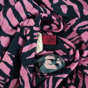 ReginaRomantico 総柄 ワイドパンツ イージー ハイウエスト 38 パープル ネイビー /MY OS