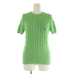コットン 半袖 ケーブルニット クルーネック M グリーン /MY OS