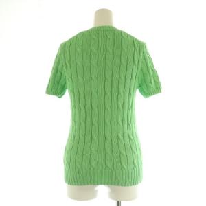 POLO RALPH LAUREN コットン 半袖 ケーブルニット クルーネック M グリーン /MY OS