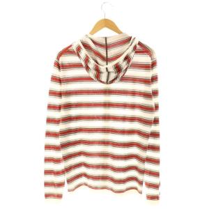 HERMES ボーダー ジップアップパーカー フーディー S ホワイト レッド /DF OS