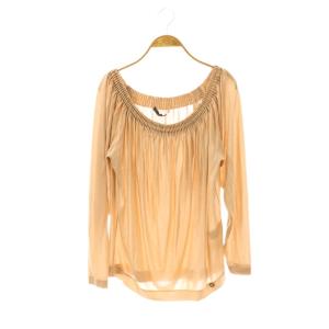 ギャザー 長袖 カットソー プルオーバー S ベージュ /DF OS