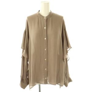 24AW ドライシフォンラッフルスリーブブラウス シャツ モカ /DF OS