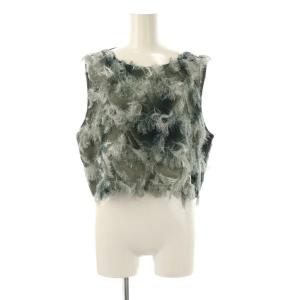 25SS フリンジプリントトップス カットソー ノースリーブ F グレー /HK OS