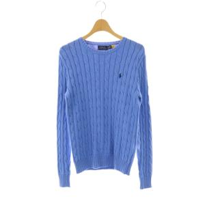 ケーブル編みニット セーター 長袖 S ブルー /HK OS