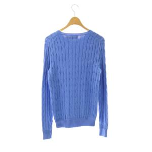 POLO RALPH LAUREN ケーブル編みニット セーター 長袖 S ブルー /HK OS