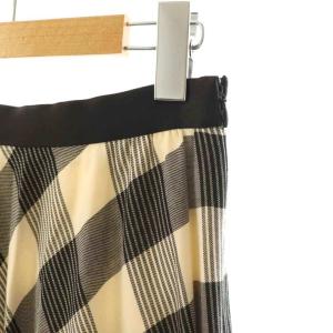 ANAYI ビスコースチェック フレアスカート ロング 36 ベージュ ブラック /HK OS