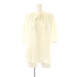 トロミドライサテンステッチボウブラウス シャツ 36 オフホワイト /ES OS