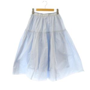タフタティアードギャザースカート ロング 36 ライトブルー /HK OS