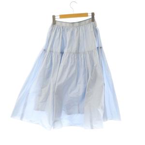 ANAYI タフタティアードギャザースカート ロング 36 ライトブルー /HK OS