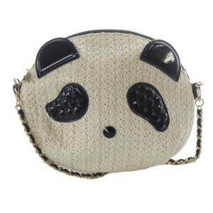 アニマーレ パンダ チェーンショルダー ショルダーバッグ 白色 ホワイト 黒 ブラック /SR