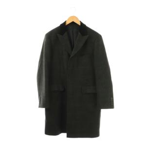 SAXON チェスターコート アウター チェック USA38S ダークグレー グレー ブラック /DO