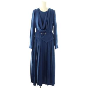 25SS ドレーププリールワンピース ロング 長袖 36 ブルー /HK OS