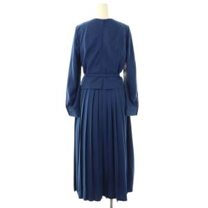 PINKY&DIANNE 25SS ドレーププリールワンピース ロング 長袖 36 ブルー /HK OS