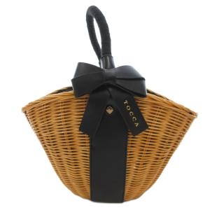 カゴバッグ バスケット レザーリボン 茶 ブラウン 黒 ブラック /JS