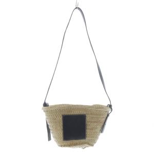 ドローストリング かごバッグ ベージュ ブラック