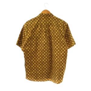 STUSSY 90s 総柄半袖シャツ M ブラウンベージュ イエローベージュ