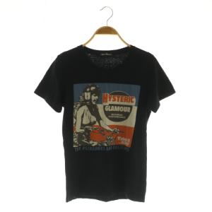 PLEASURES AND DELIGHTS バイクガール 半袖Tシャツ カットソー プリント F ブラック