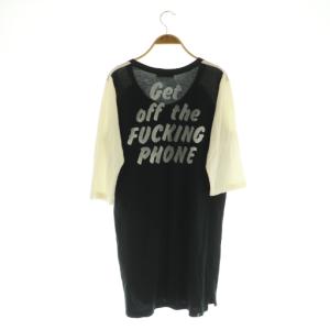 HYSTERIC GLAMOUR BORN TO LOSE 七分袖カットソー Tシャツ チュニック Uネック F ブラック /MY OS