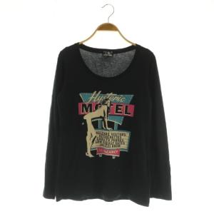 ヒスガール MOTEL 長袖Tシャツ カットソー ロンT プリント F ブラック /MY OS