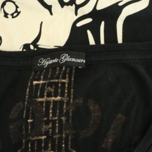 HYSTERIC GLAMOUR ギターガール 半袖Tシャツ チュニック カットソー Uネック プリント F ブラック /MY OS