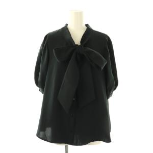 前後2WAYボウタイリボンブラウス 半袖 38 黒 ブラック /AT OS