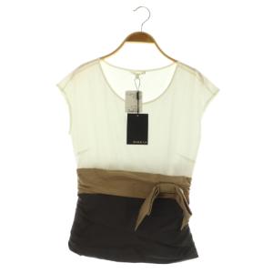 ウエストデザインノースリーブカットソー カットソー 切替 ストレッチ リボン 3 ホワイト /MY OS