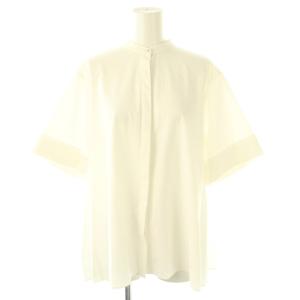 バックプリーツ 五分袖 ブラウス バンドカラー 36 白 ホワイト 1516-199-1601 /AT