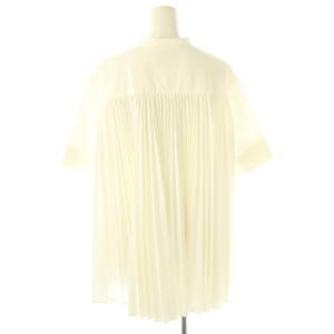 UNITED ARROWS バックプリーツ 五分袖 ブラウス バンドカラー 36 白 ホワイト 1516-199-1601 /AT