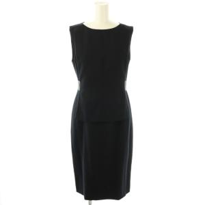 ウールノースリーブワンピース 38 ネイビー