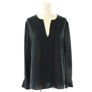 スキッパーシアーシャツ ブラウス 長袖 38 紺 ネイビー /AT OS