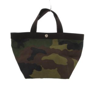 Hervé Chapelier コーデュラ舟型トートバッグ カモフラ柄 迷彩柄 M 茶 ブラウン 707W /JS