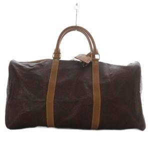 ボストンバッグ ハンドバッグ ペイズリー柄 PVC 南京錠付き ブラウン /YO29