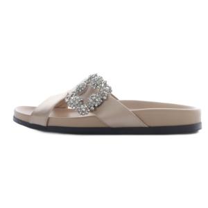 MANOLO BLAHNIK CHILANGHI サテン スポーツサンダル 38 ベージュ