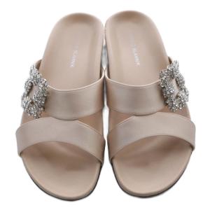 MANOLO BLAHNIK CHILANGHI サテン スポーツサンダル 38 ベージュ