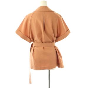 ANAYI 23AWバイオツイルベルト付き半袖ジャケット 薄手 38 オレンジブラウン /CX OS