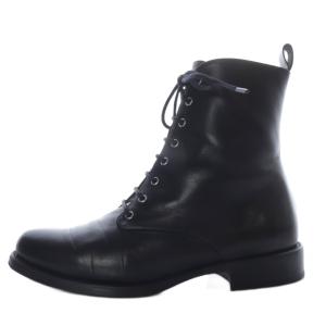 BELLUNO レースアップ ミドル ブーツ ローヒール レザー 37 ブラック /YO19