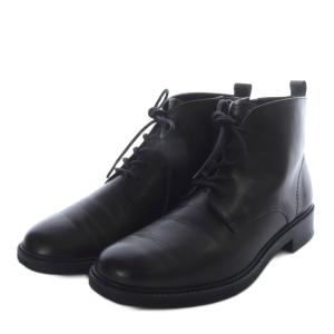 idea ブーツ ショート フラット レースアップ レザー 23.5cm ダークブラウン /YO19