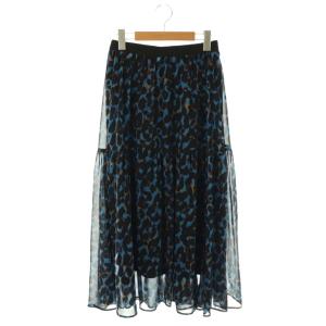 23AW モザイクレオパードティアード スカート ロング 38 ブラック ブルー /HK OS