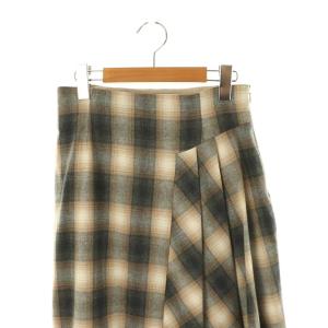 ANAYI ウール混チェックスカート フレア 38 ベージュ グレー /CX OS