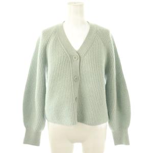 方畦Vネックカーディガン ニット ウール カシミヤ混 38 水色 /CX OS