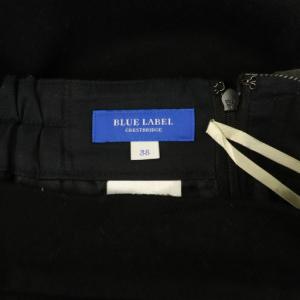 BLUE LABEL CRESTBRIDGE ウール チェック ワイドパンツ ラップスカート風 38 ブラック /MY OS