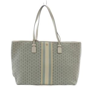 ジェミニリンク トートバッグ ハンドバッグ ロゴ モノグラム柄 ストライプ レザー ピンクベージュ 53304