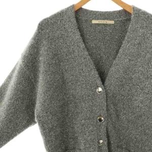 Stola. ミドル丈華やかニットカーディガン Vネック F グレー /AT OS