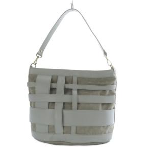 ランダムメッシュレザーワンショルダーバッグ ホワイト グレー /YO21