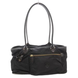 00102 トートバッグ ナイロン レザー 本革 黒 ブラック /AE