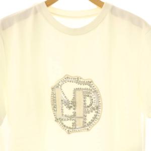 MORABITO プルミエ 24AW ロゴラインストーン装飾 Tシャツ カットソー 38 オフホワイト /DF OS