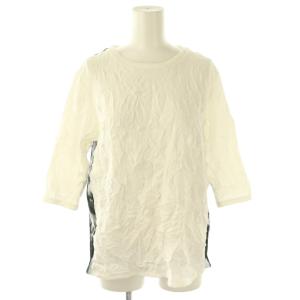 プルミエ プリーツ加工バックプリントカットソー 38 ホワイト ブラック /ES OS